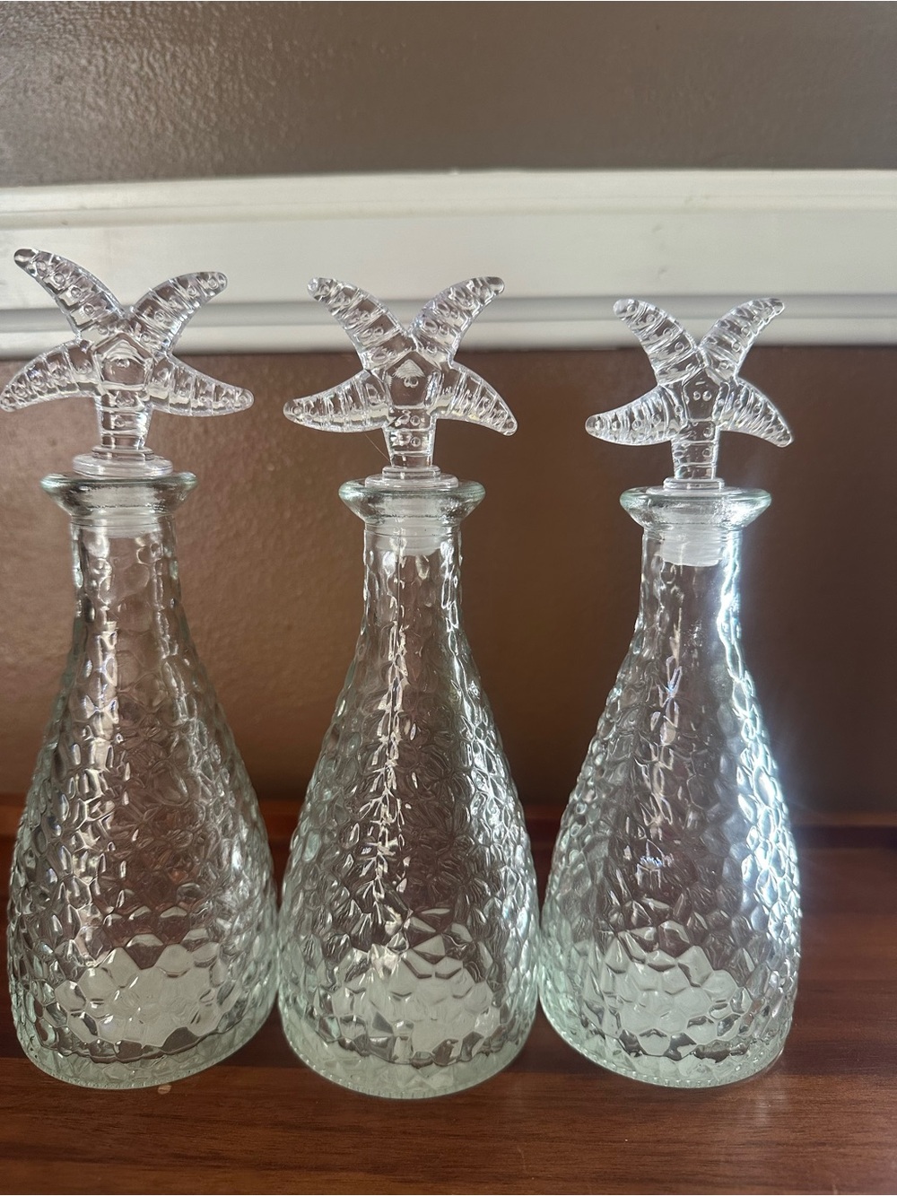 Hobby Lobby Clear Glass Starfish Stopper Bottles - Set of 3